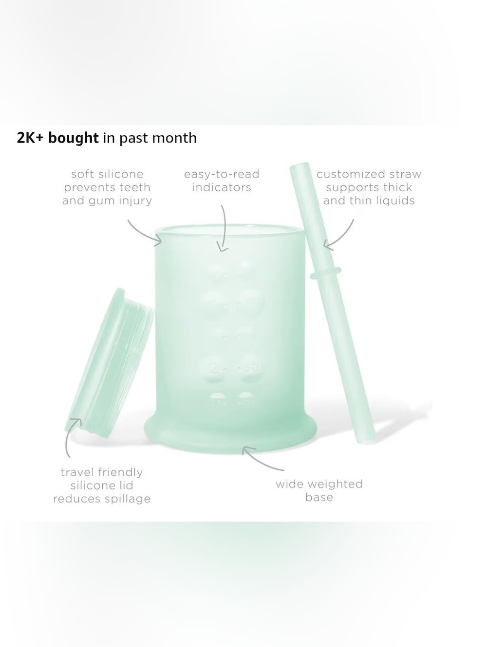 Olababy Silicone Training Cup with Straw Lid | Babies Water Drinking Cup